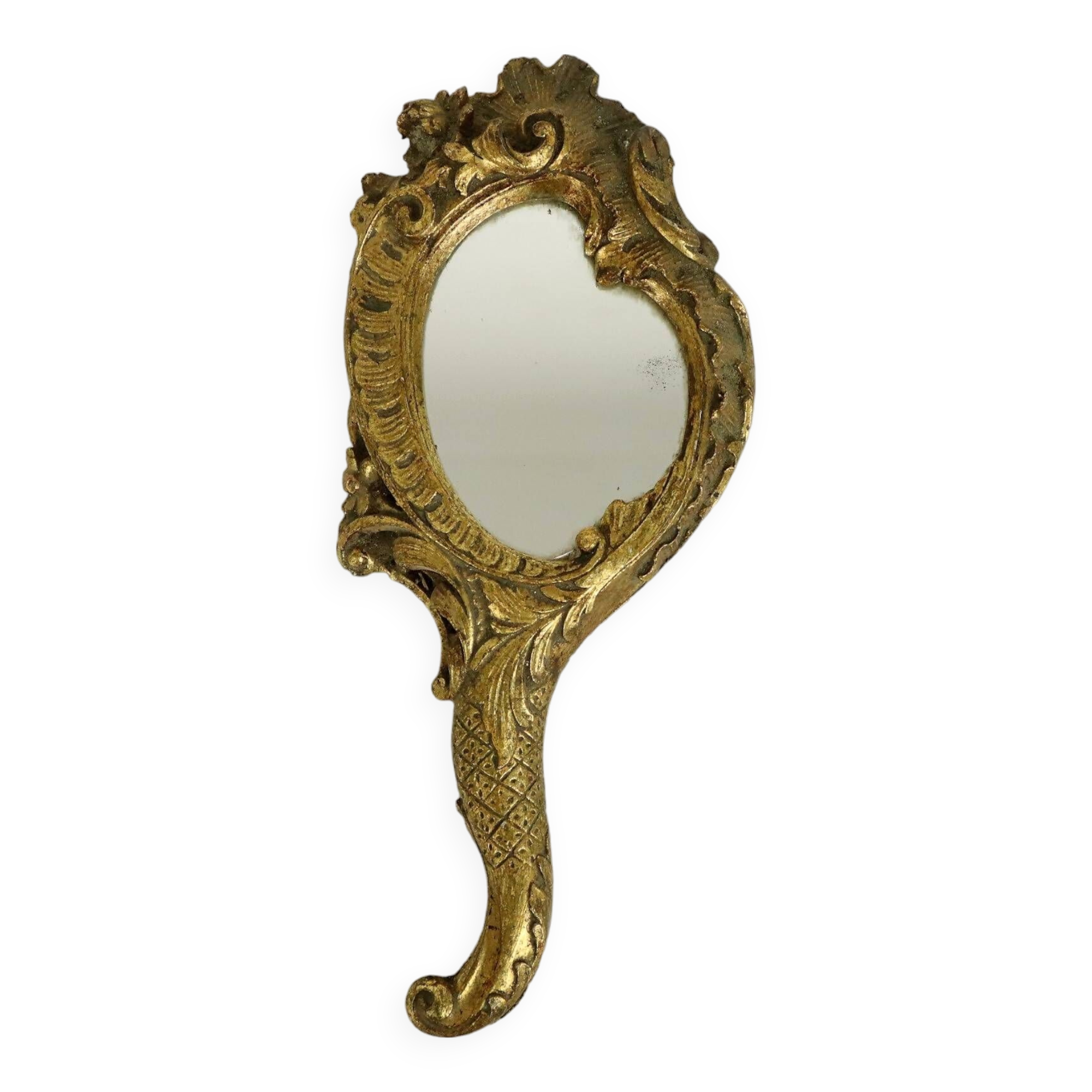 Old Gold Hand Mirror Make Up Mirror Classic Baroque Style