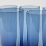 Set of 6 vintage cobalt blue water glasses - glassware from Boussu