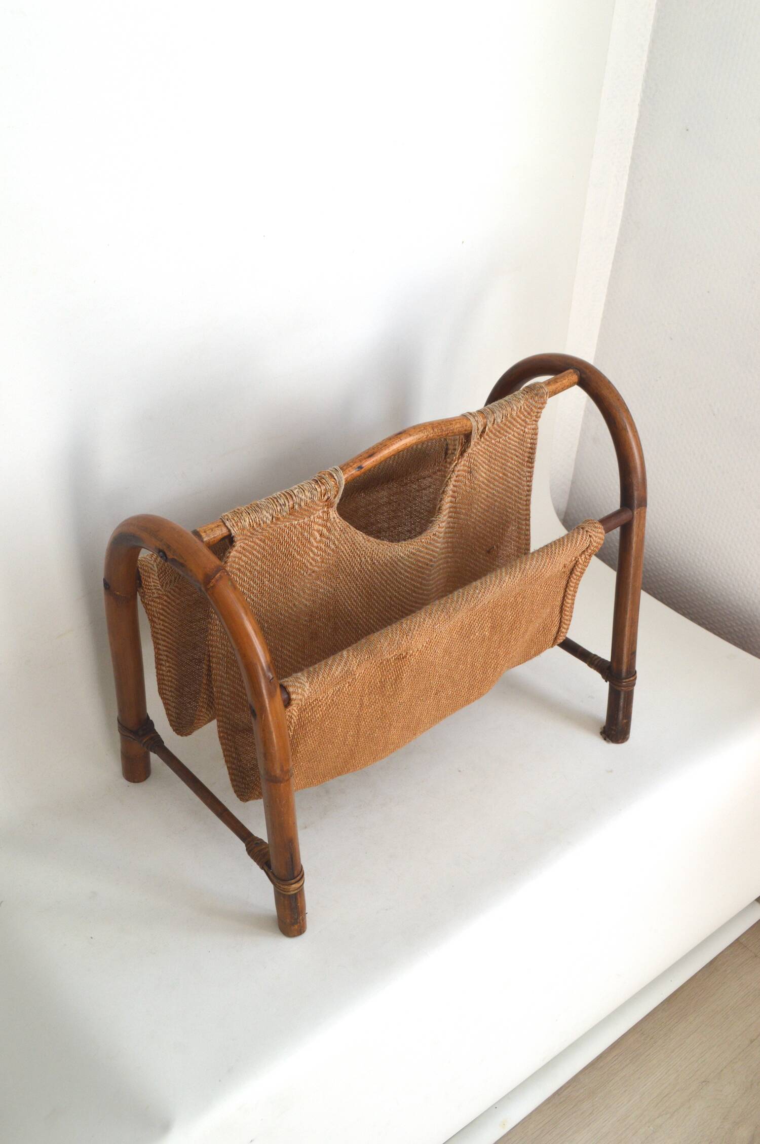 Rattan magazine rack