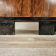 Art Decò bedside tables in walnut burl with pink glass top