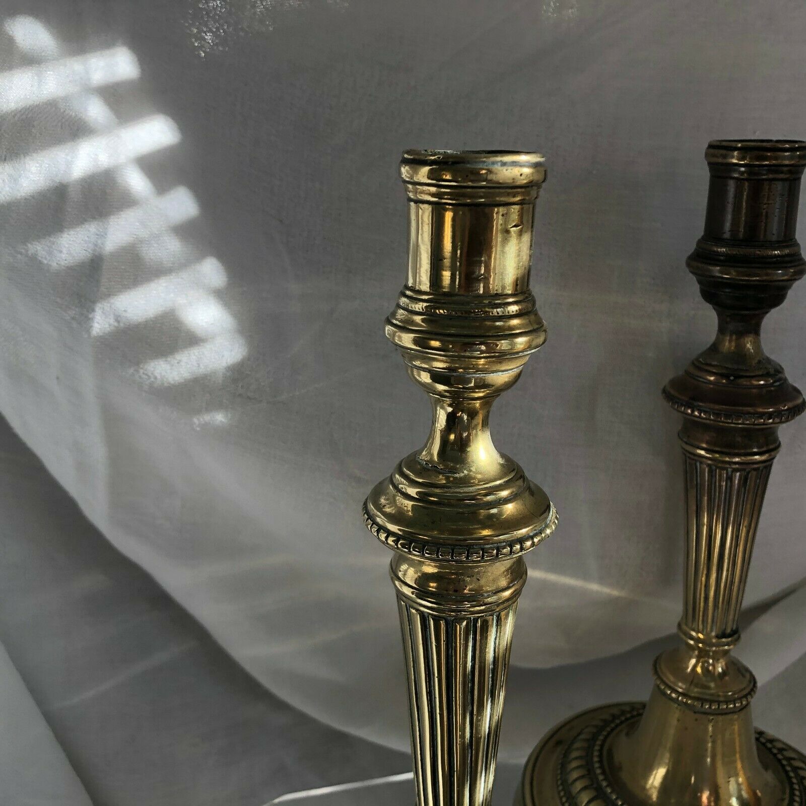 Pair of candlesticks in bronze and brass 18th century Louis XVI era
