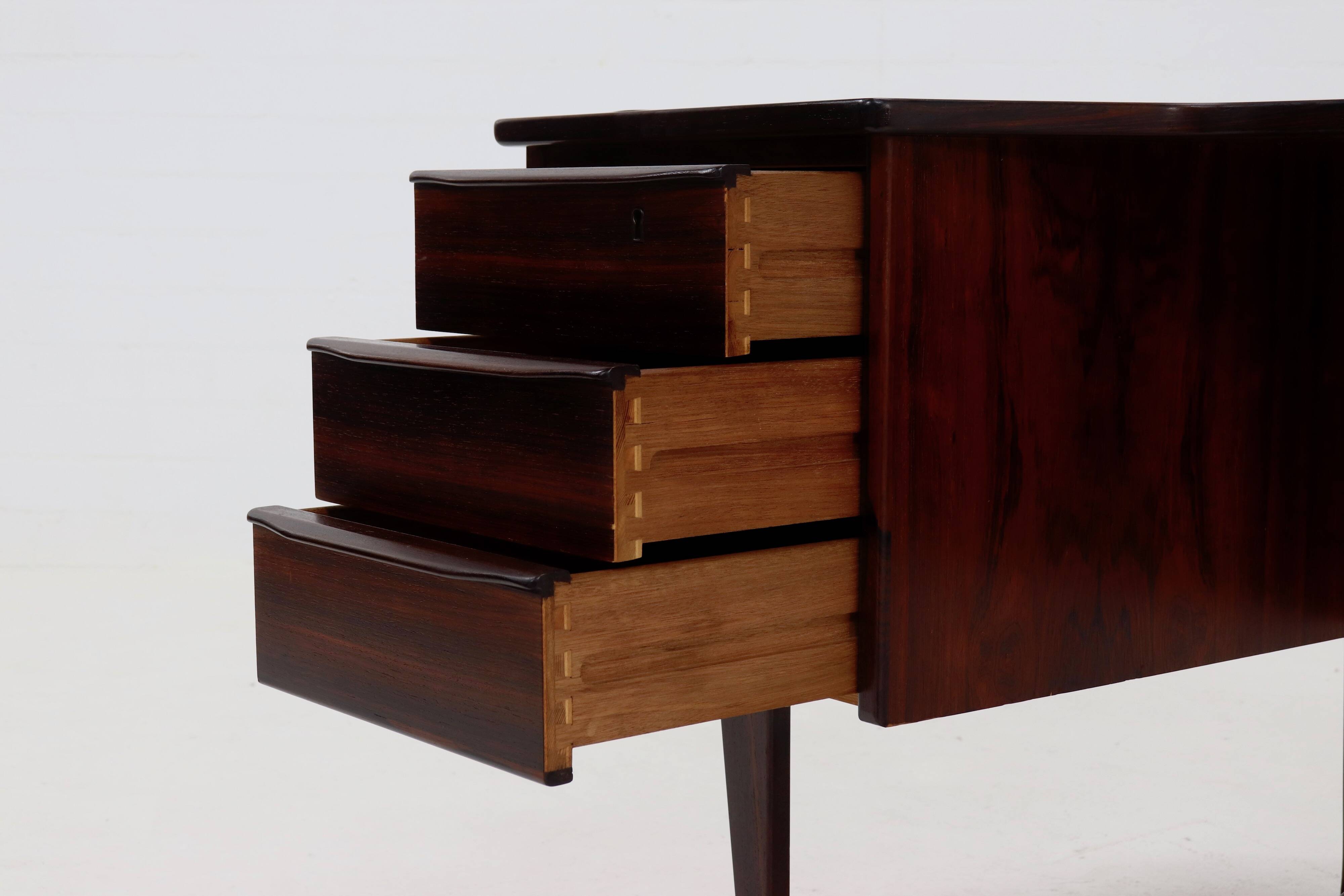 Rosewood Boomerang Desk by Peter Løvig Nielsen for Hedensted Møbelfabrik Denmark 1950s