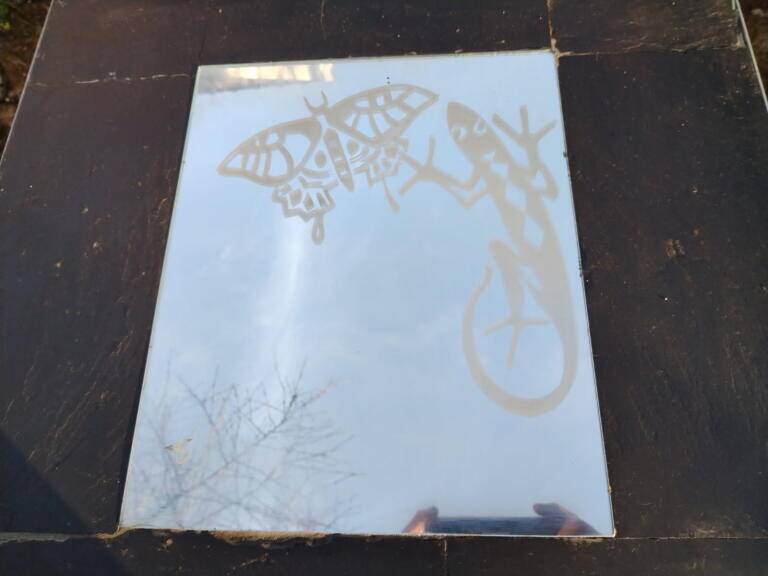 Reimagined coffee table with a Sablé mirror.