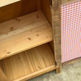 Parisian bonnetière wardrobe in raw wood, 1950.