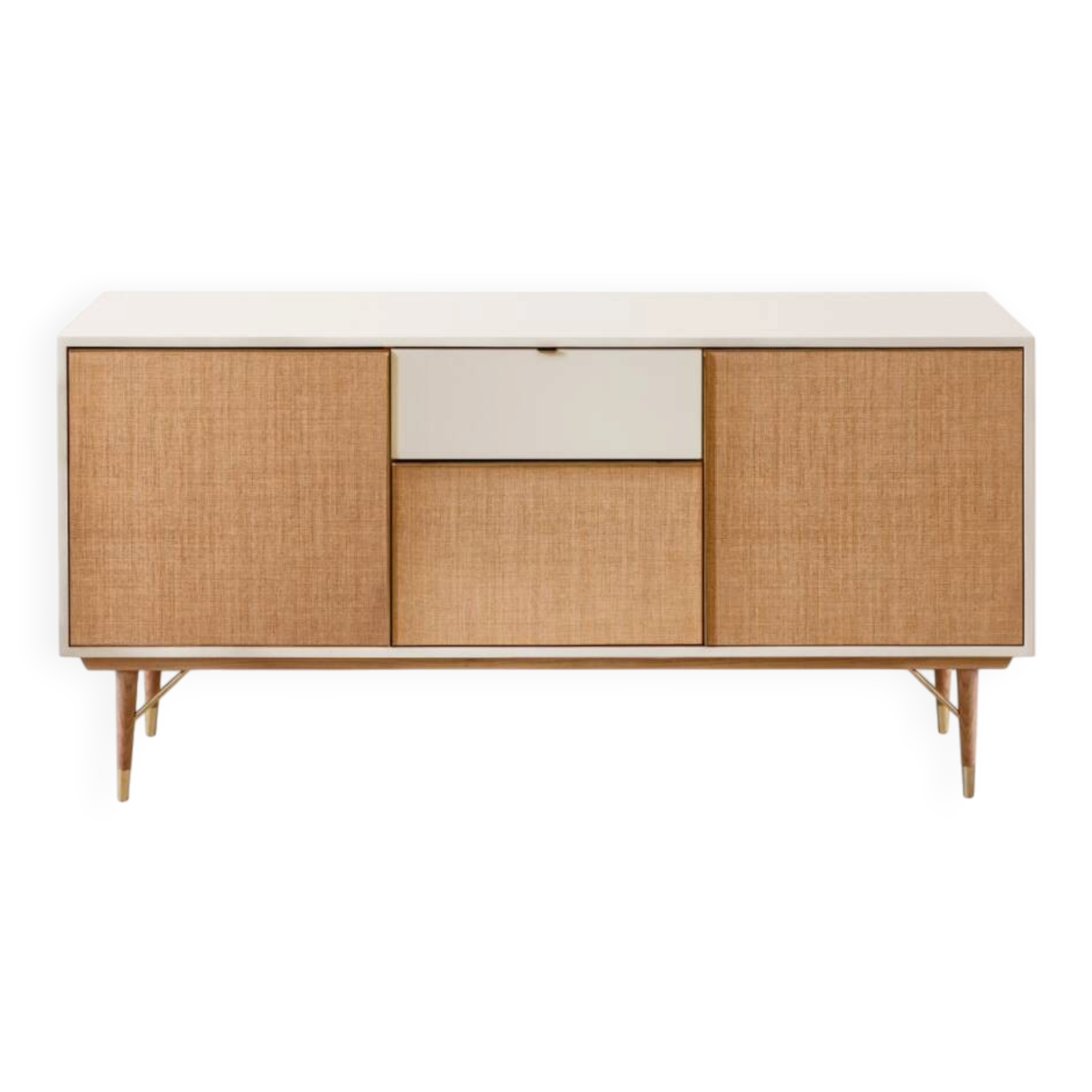 Enfilade Capri, low buffet in lacquer and rattan, brand Red Edition.