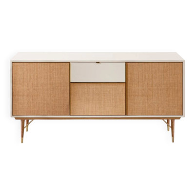 Enfilade capri , buffet bas  en laque et  rotin , marque red edition