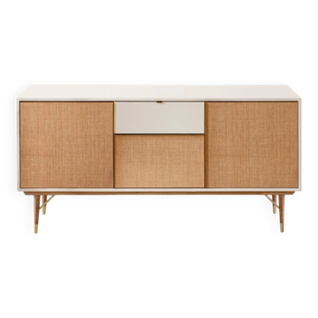 Enfilade capri , buffet bas  en laque et  rotin , marque red edition