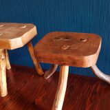 Pair of tripod stool of brutalistic milking