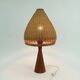 Danish modern table lamp teak and rattan 1960s mid century wicker light