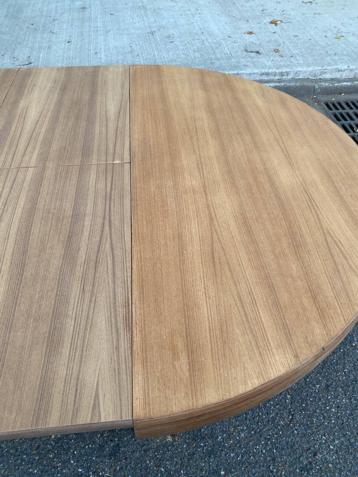 Authentic Scandinavian round table BAUMANN stripped in raw teak 1960
