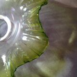 Abat-jour de verre clair & vert opalescent