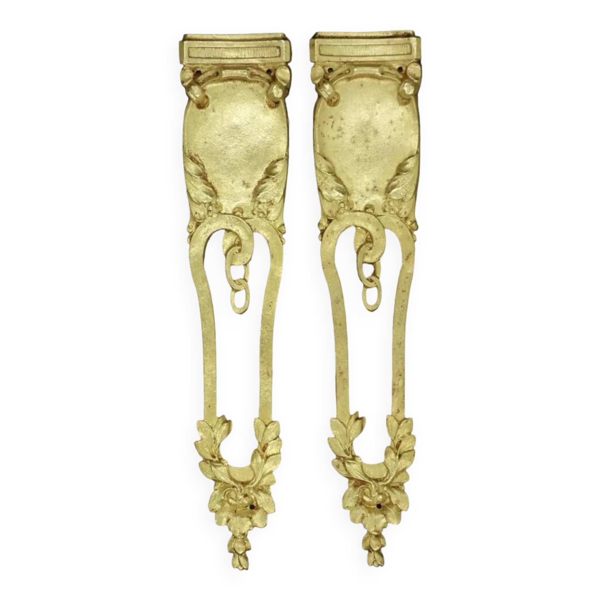 Large pair of falling Louis XVI style ornaments - bronze
