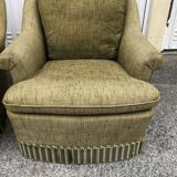 Pair of seventies chairs in green tweed