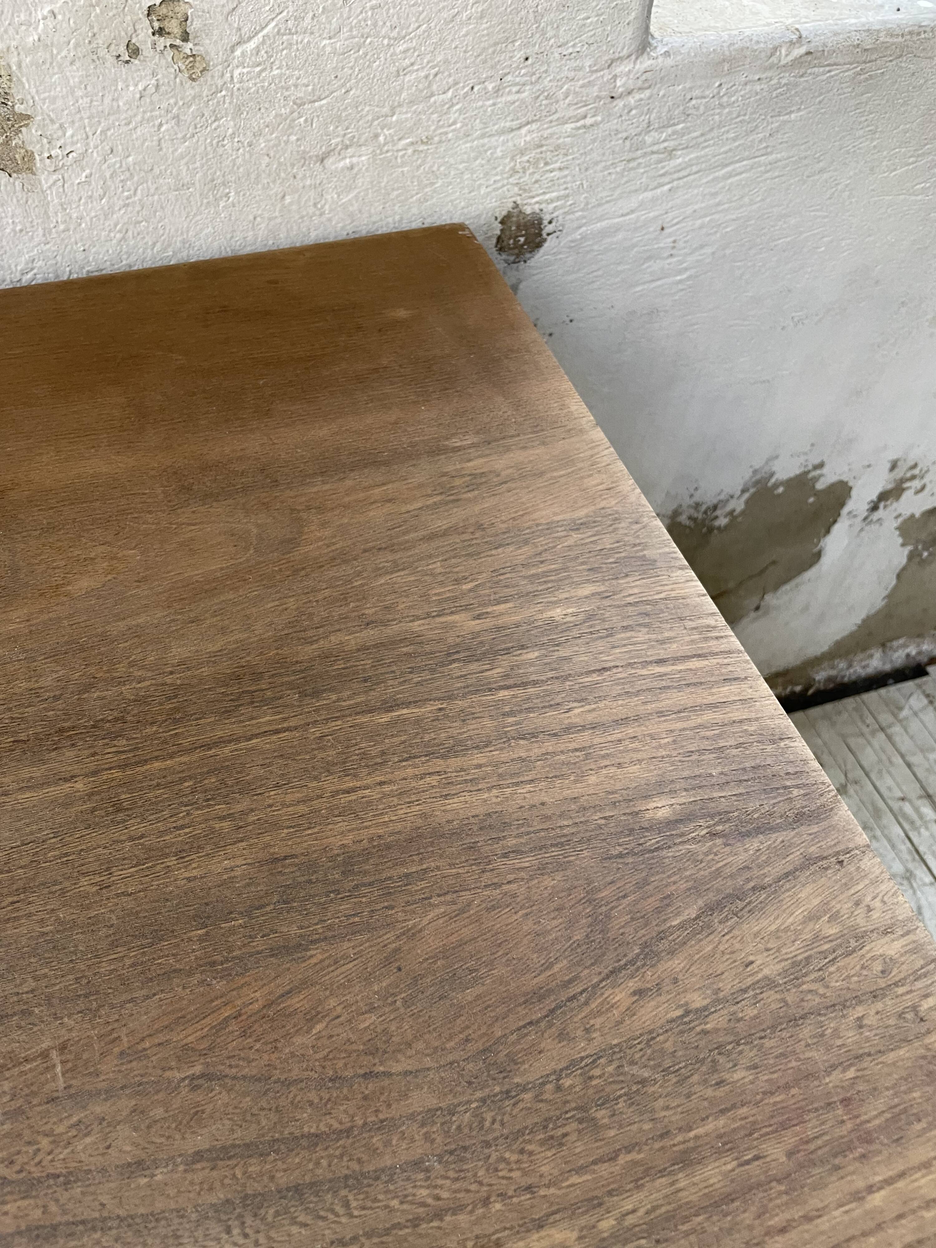 Brutalist desk in elm, signed Aranjou.