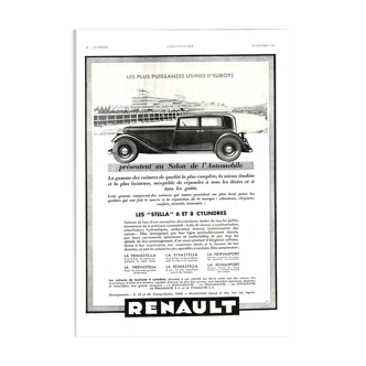 Affiche vintage années 30 Renault Automobiles