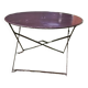 Outdoor table in garnet-colored metal