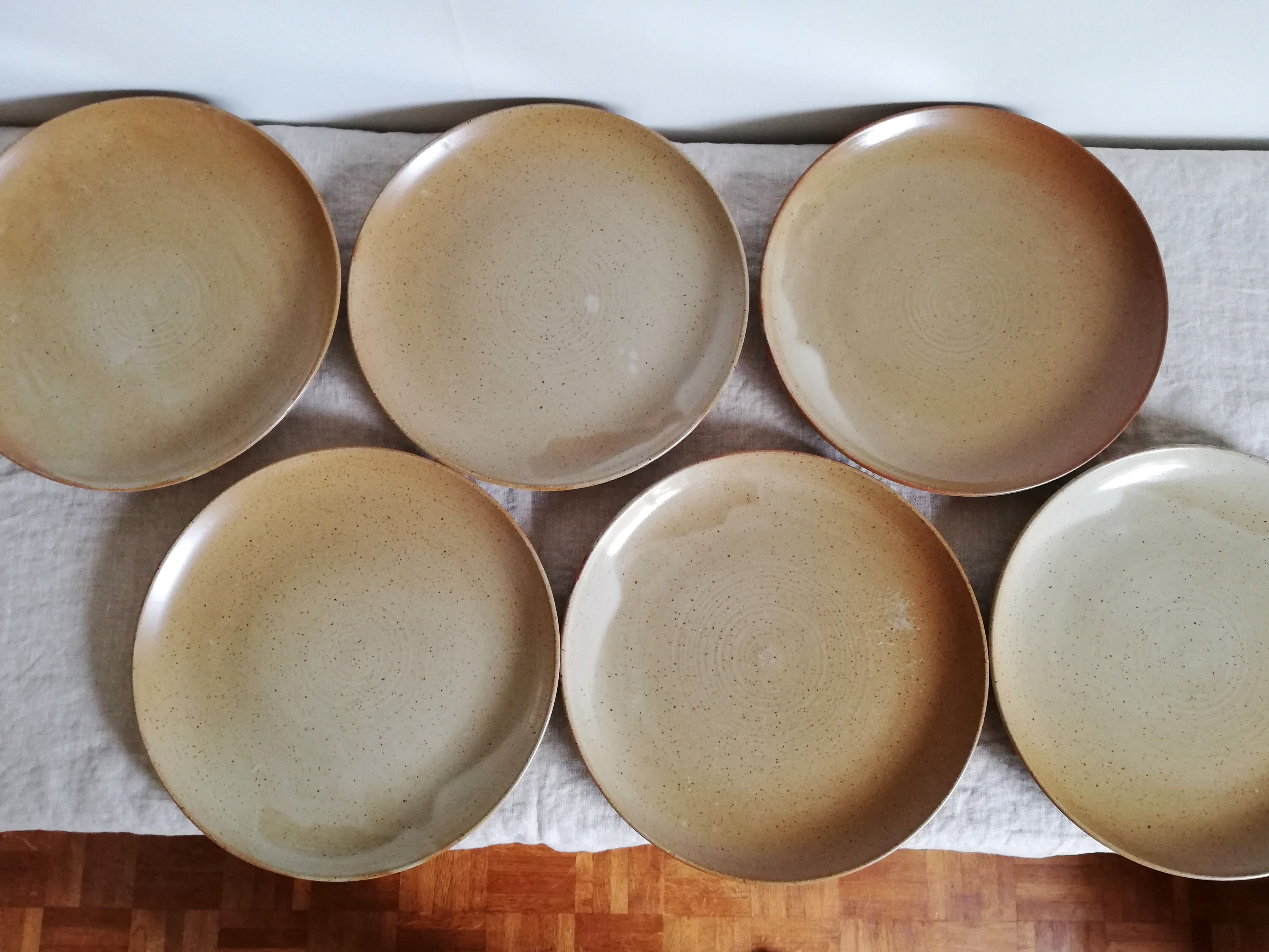 Service 12 assiettes plates grès Village NCF France