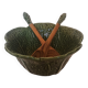 Cabbage bowl and its salad utensils in earthenware