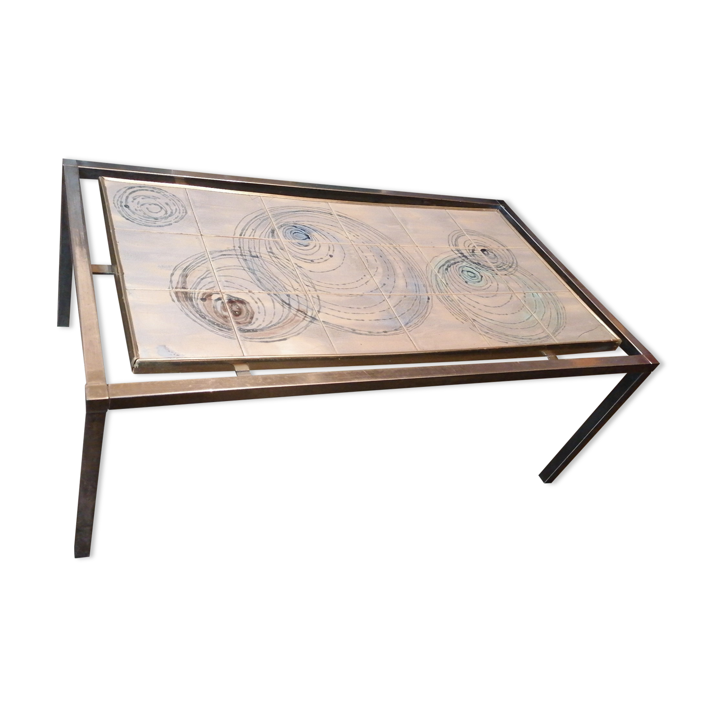 Coffee table 1970 chrome ceramic