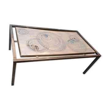 Coffee table 1970 chrome ceramic