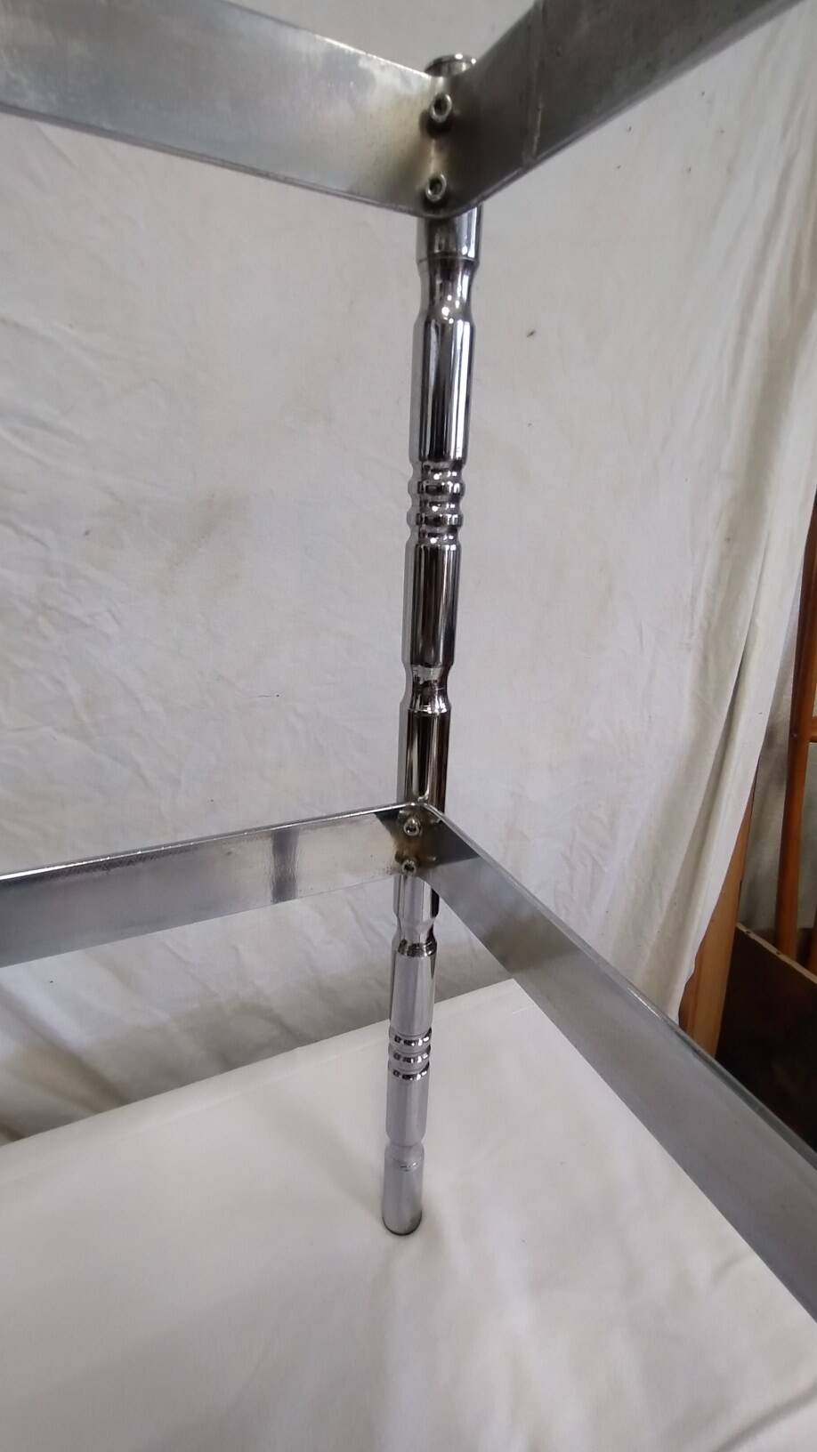 Bedside or side table in chromed steel with green smoked glass from the 70s