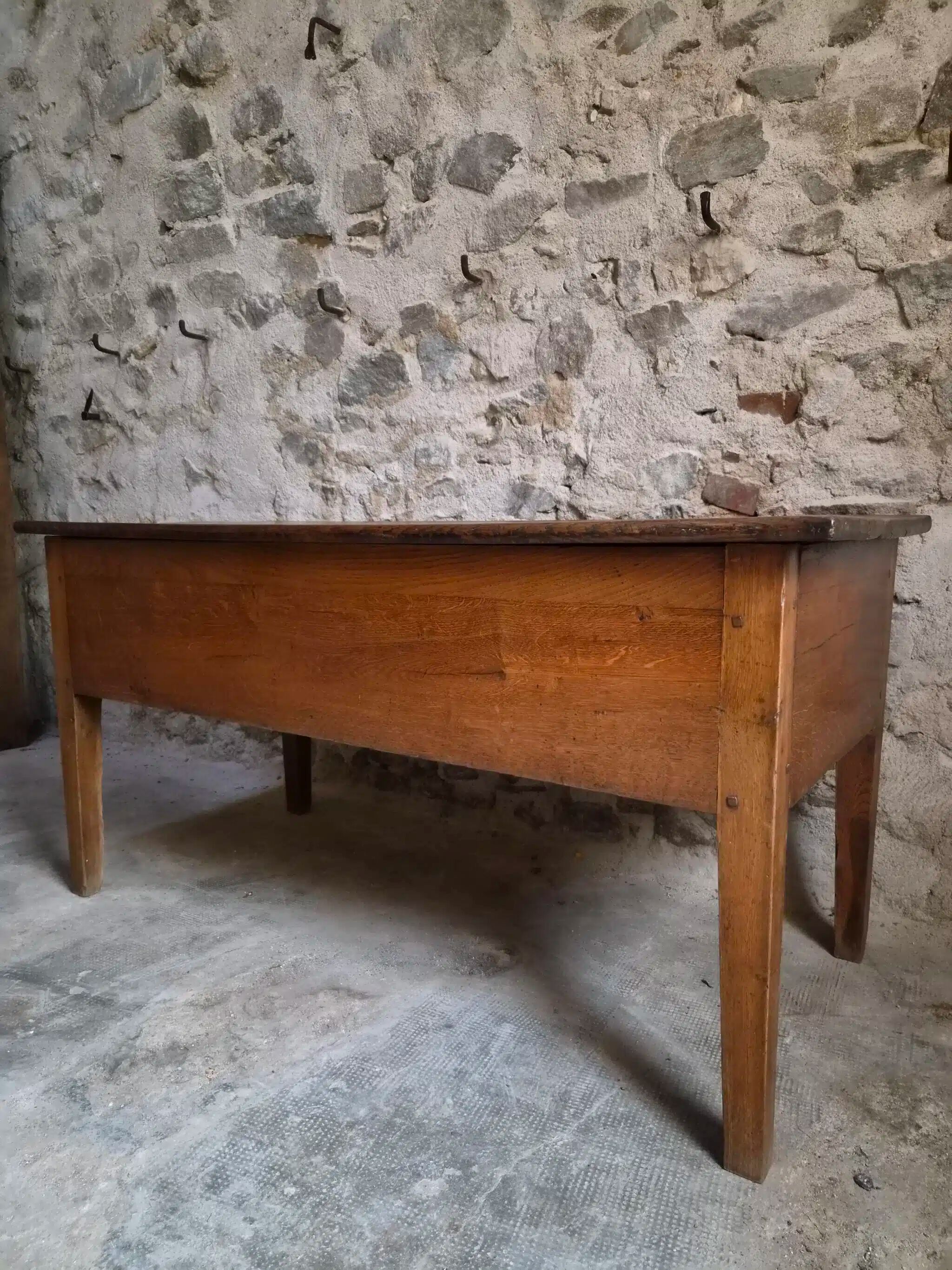 Antique oak flour chest from France, 19th century.