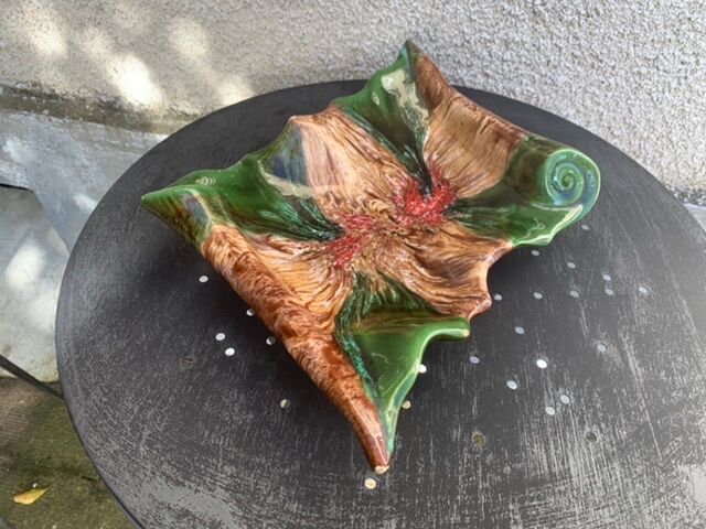 Vintage vallauris style glazed ceramic fruit cup