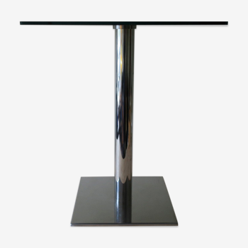 Table basse en verre noir trempé et acier