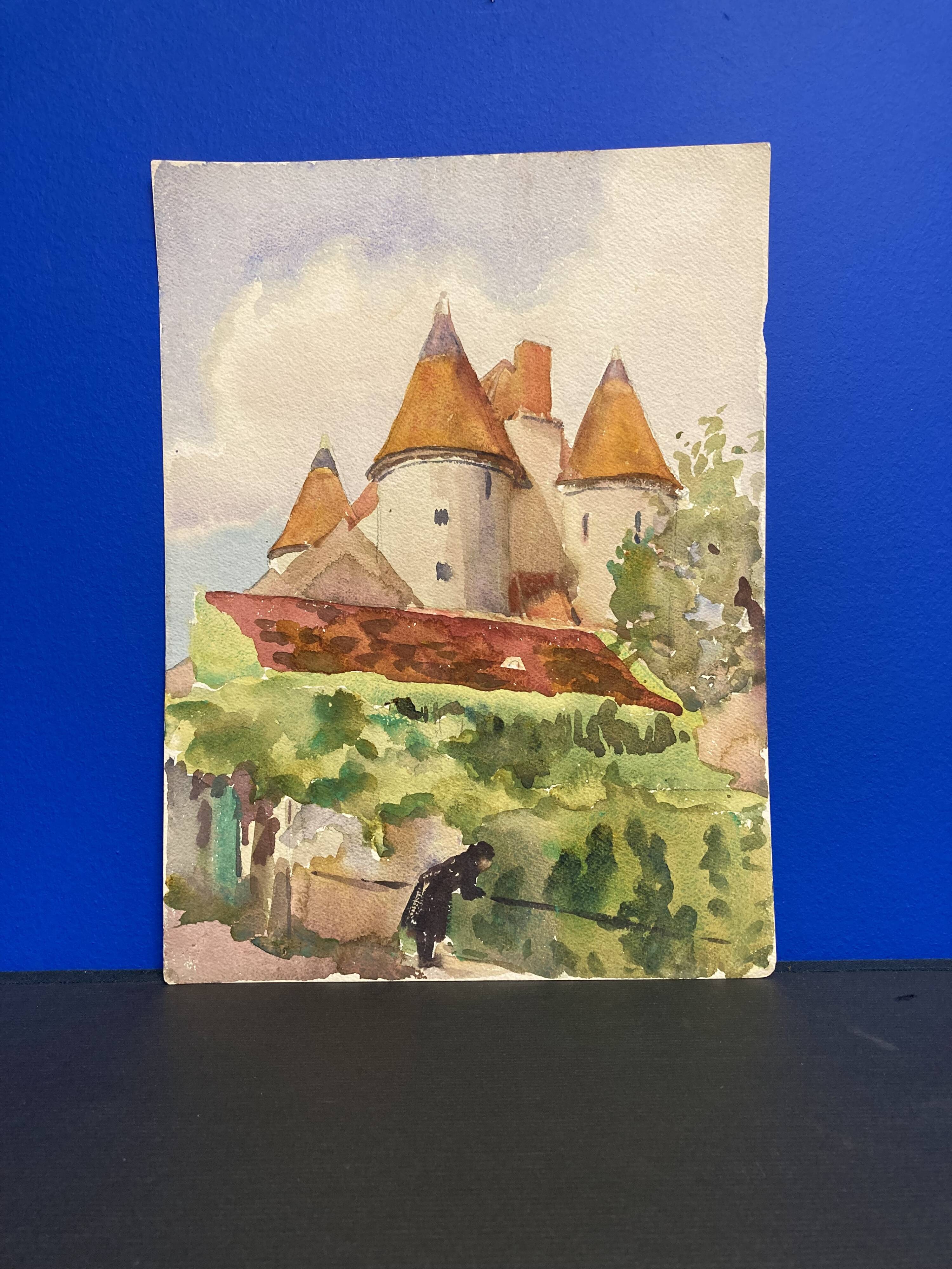 Watercolor Vintage Chateau
