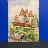 Watercolor Vintage Chateau