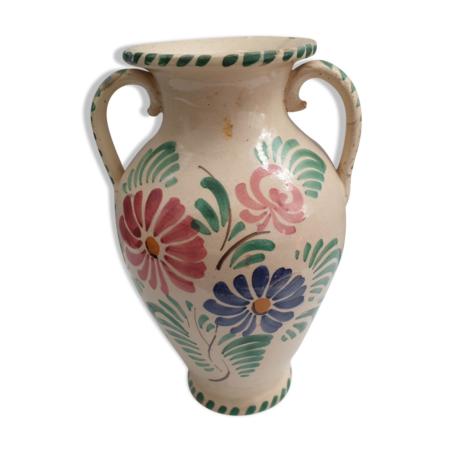 Ancient Italian porcelain amphora style vase