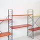 Tomado shelf in coloured metal floor shelves from 1958.