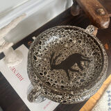 Footed bowl fat lava rock decor 1970