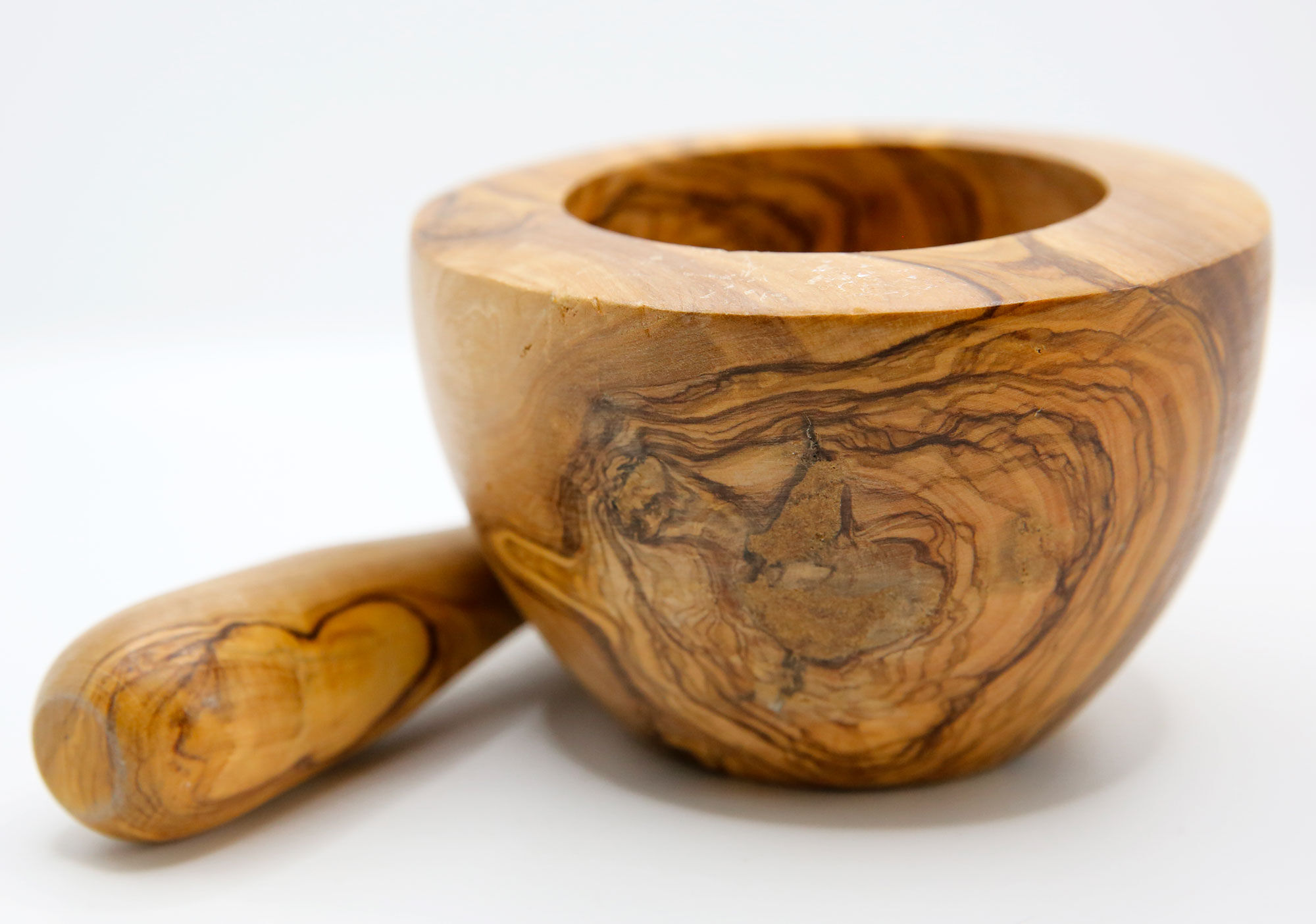 Mortier provençal et son pilon artisanaux en bois d'olivier