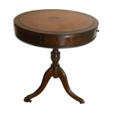 Small furniture side table pedestal table 3 drawers top leather lion's paw in bronze