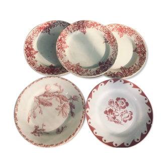 Lot de 5 assiettes terre de fer
