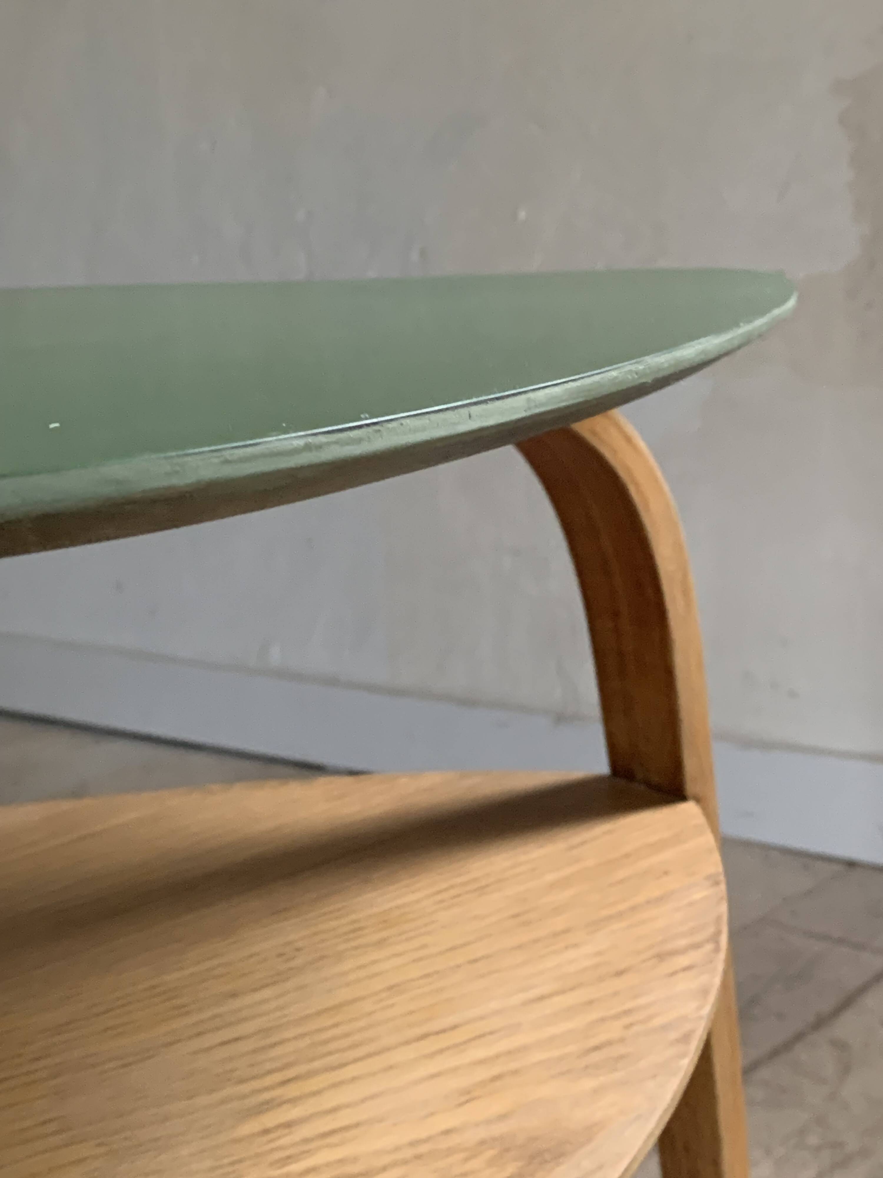 Hugues Steiner bow wood double top tripod coffee table