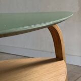 Hugues Steiner bow wood double top tripod coffee table