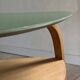 Table basse tripode Hugues Steiner bow wood double plateau