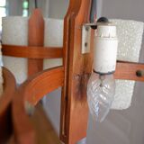 Scandinavian chandelier 5 lights 1960 teak and perspex