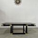 Coffee table in black and gold metal, smoked glass 70 years Romeo Rega vintage