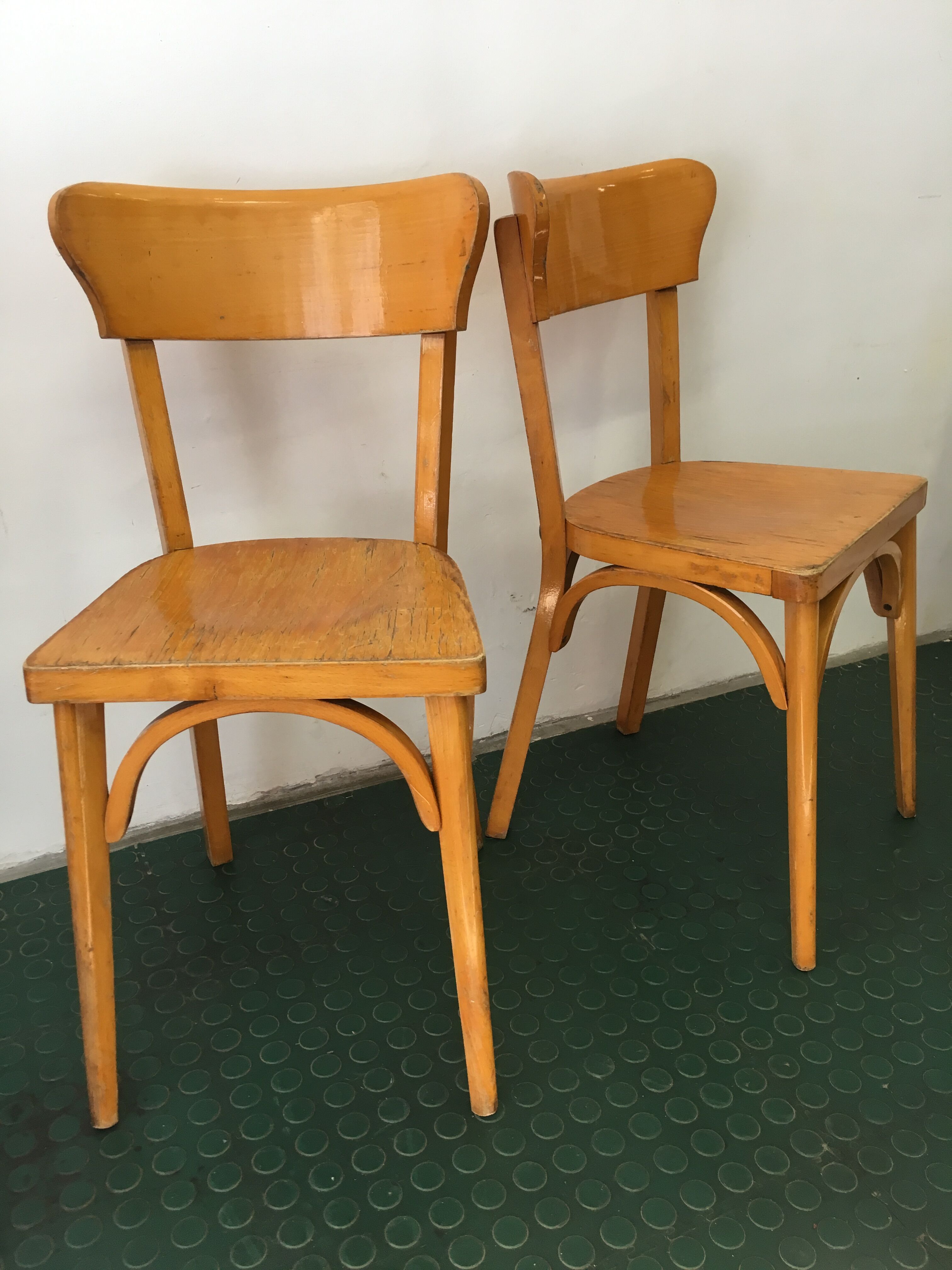 Pair of chaises bistrot vintage wood