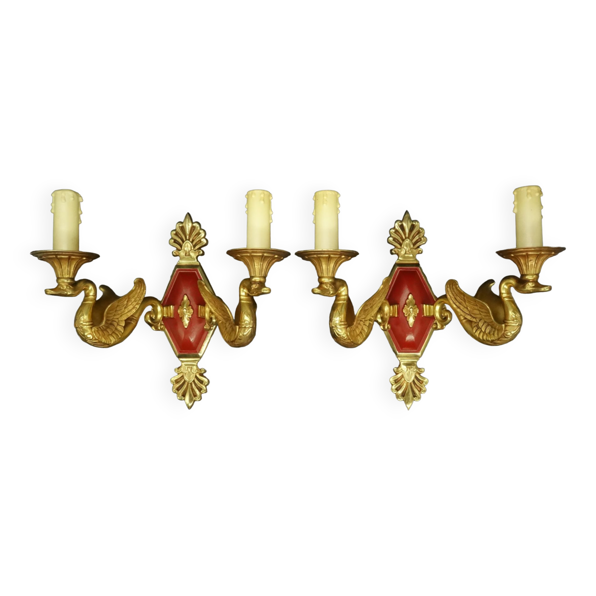 Pair of Empire style swan sconces Petitot