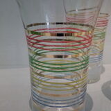Set of 6 vintage juice glasses with stripes