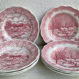 Set of 8 hollow plates landscapes iron earth