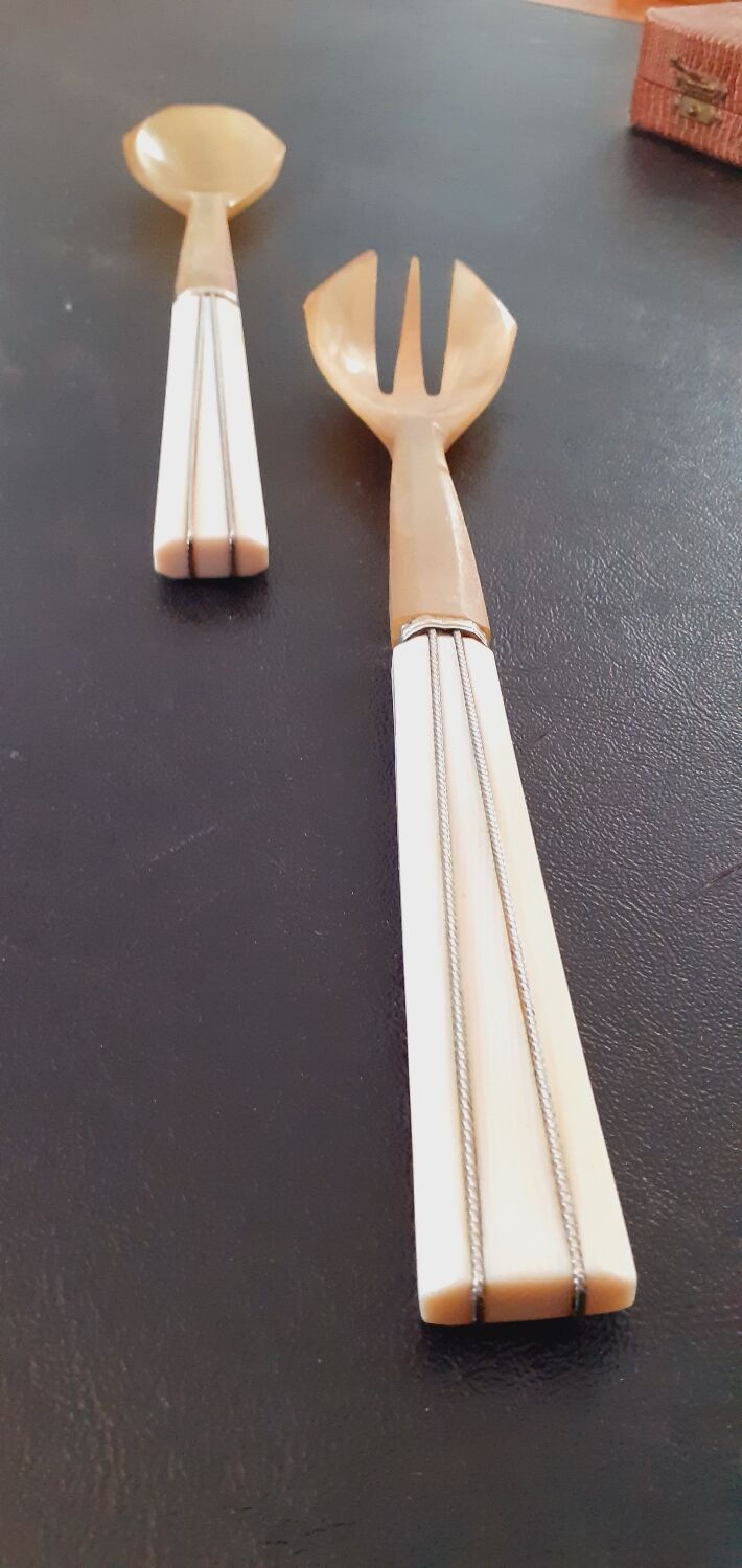 Art deco bakelite salad cutlery