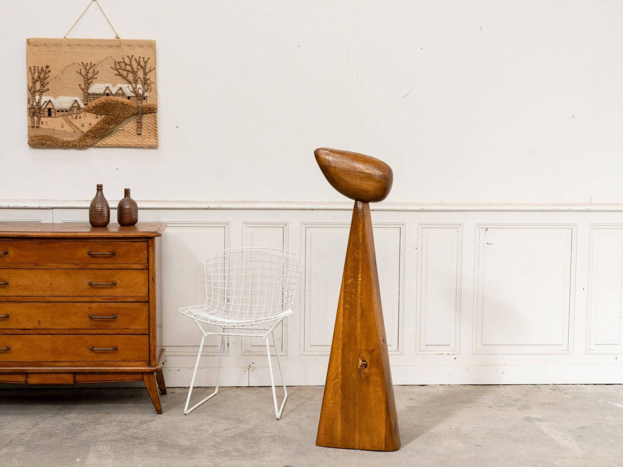 Contemporary sculpture in solid oak 1980