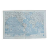 Old geographical map seas currents isobars isotherms Larousse