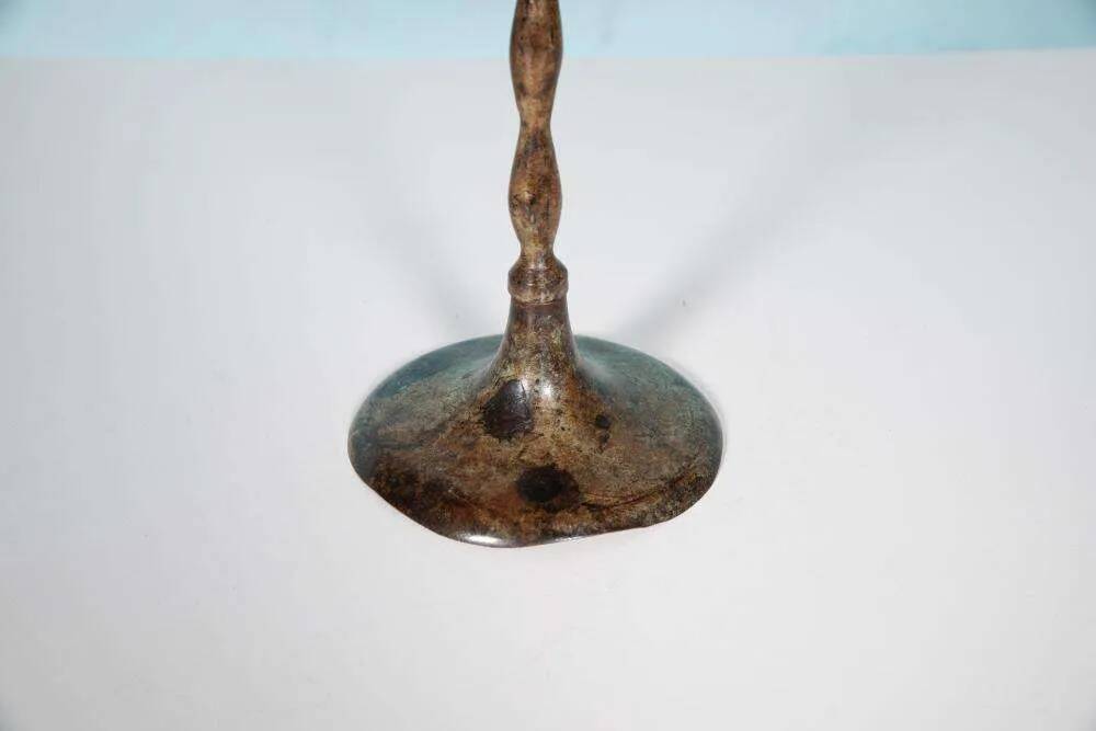 Vintage 1960s chandelier, patinated bronze Japandi chandelier.