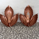 Metallic pink leaf wall lamps